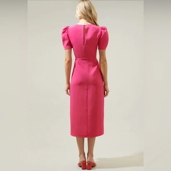 Baltic Born Sugar Lips Chelsea Gathered Shoulder Dress Fuschia - Picture 2 of 9